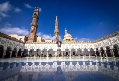 Egyptian mosque in Islamic Cairo. Al-Mu'izz li-Din Allah of the Fatimid dynasty commissioned its construction for the newly established capital city in 970.